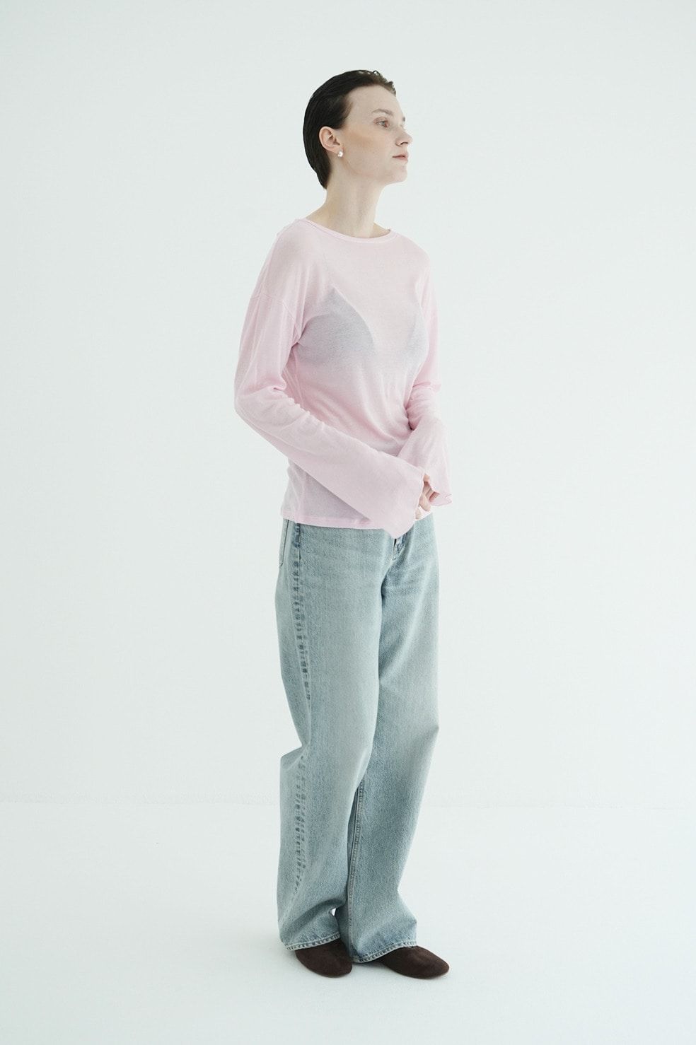 シアールーズロンティー - SHEER LOOSE CUT TOPS (PINK)