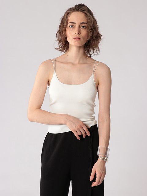 Wストラップカップインニットキャミ - WHITE