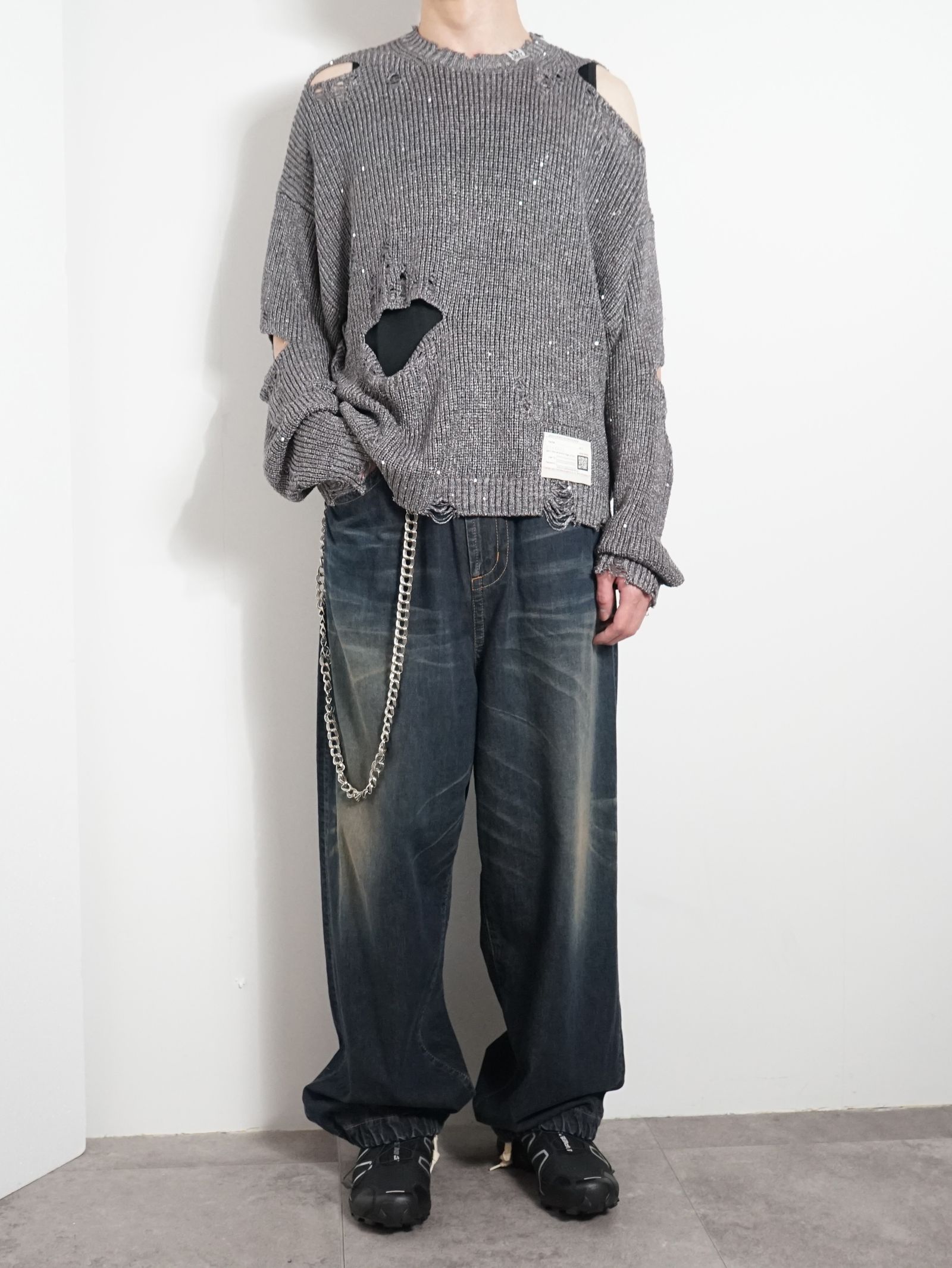 スプリングニットプルオーバー - SANGLE KNIT CARDIGAN - GREY