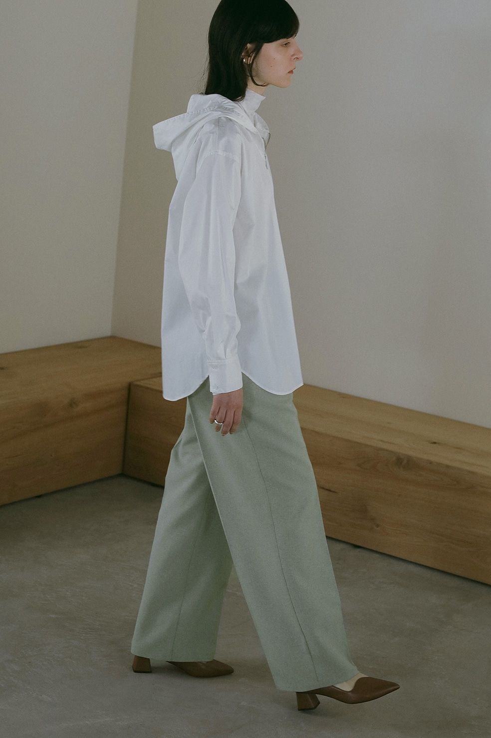 ストレートシルエット  -  BICOLOR HEM PANTS PISTACHIO