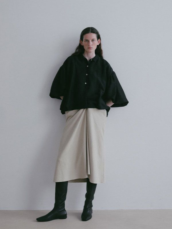 ボリュームスリーブバルーンシャツ (BLACK)