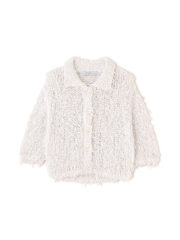 ミックスヤーンハーフスリーブコンパクトニットシャツ(IVORY)