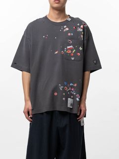 キッズステッカープリントティーシャツ - Kids Sticker Printed T-shirt （BLACK)