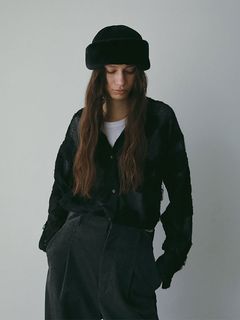 コードエンブロイダリーブラッシュドチュールシャツ (BLACK)