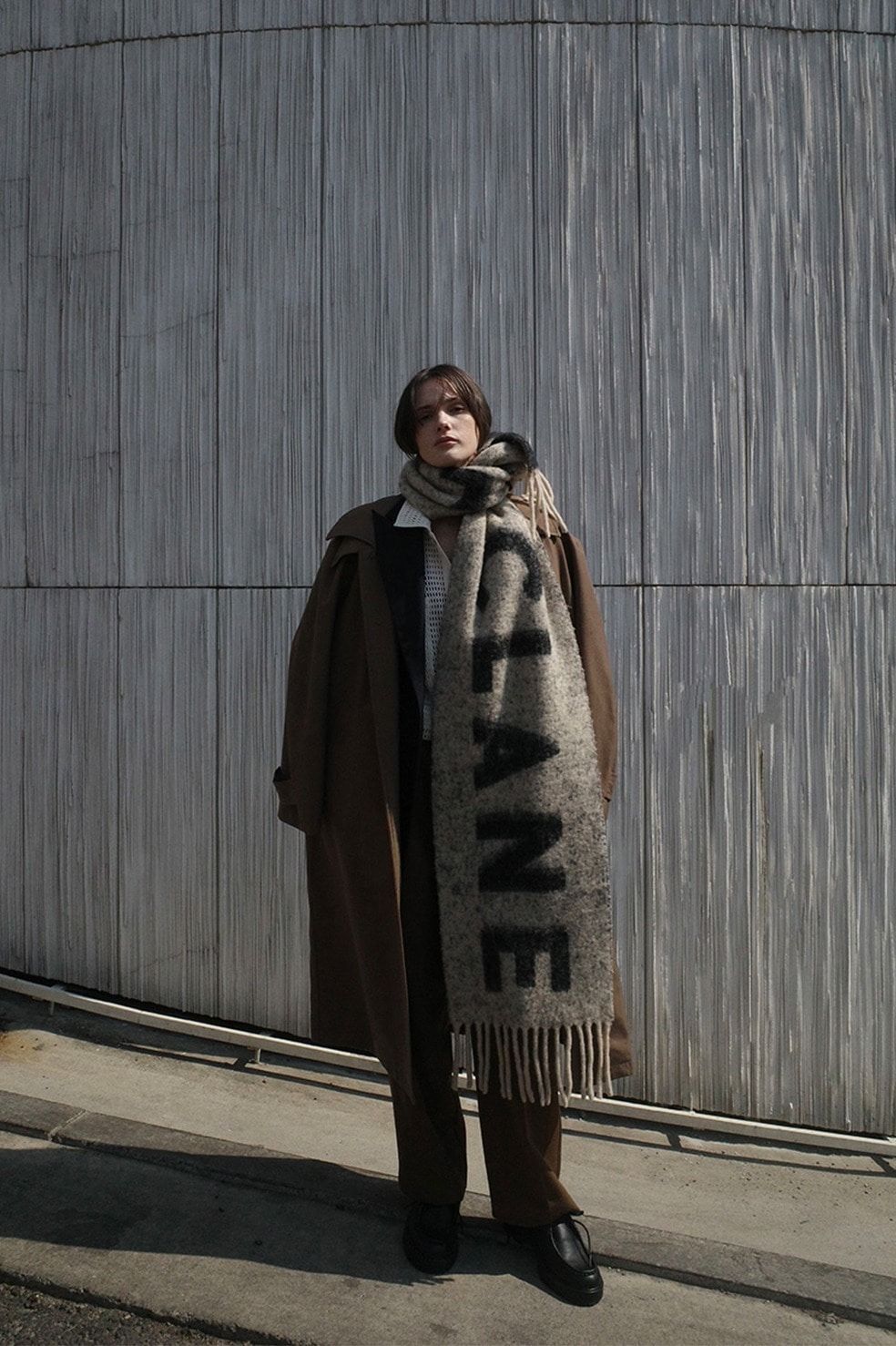 ステンカラーコート - BULKY LINE STAIN COAT (BROWN)