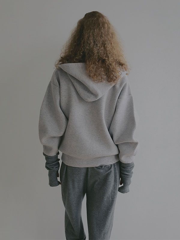 ダブルフェイスオーバーサイズニットパーカー (LIGHT GREY)