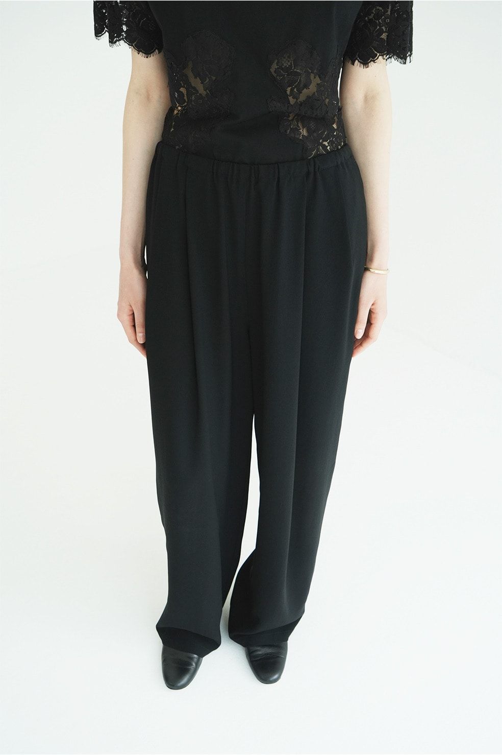 ドローストリングルーズタックパンツ - DRAWSTRING LOOSE TUCK PANTS(BLACK)