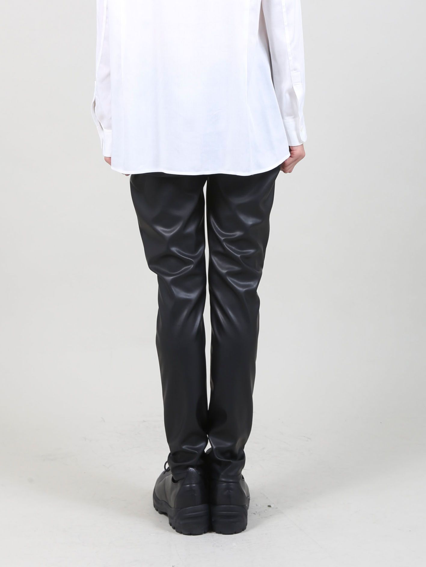 フェイクレザーレギンスパンツ -  Faux Leather Leggings Pants - BLACK
