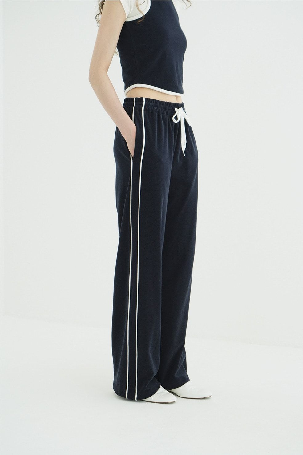 パイルセットアップ - PILE CONTRAST LINE SET UP (NAVY)