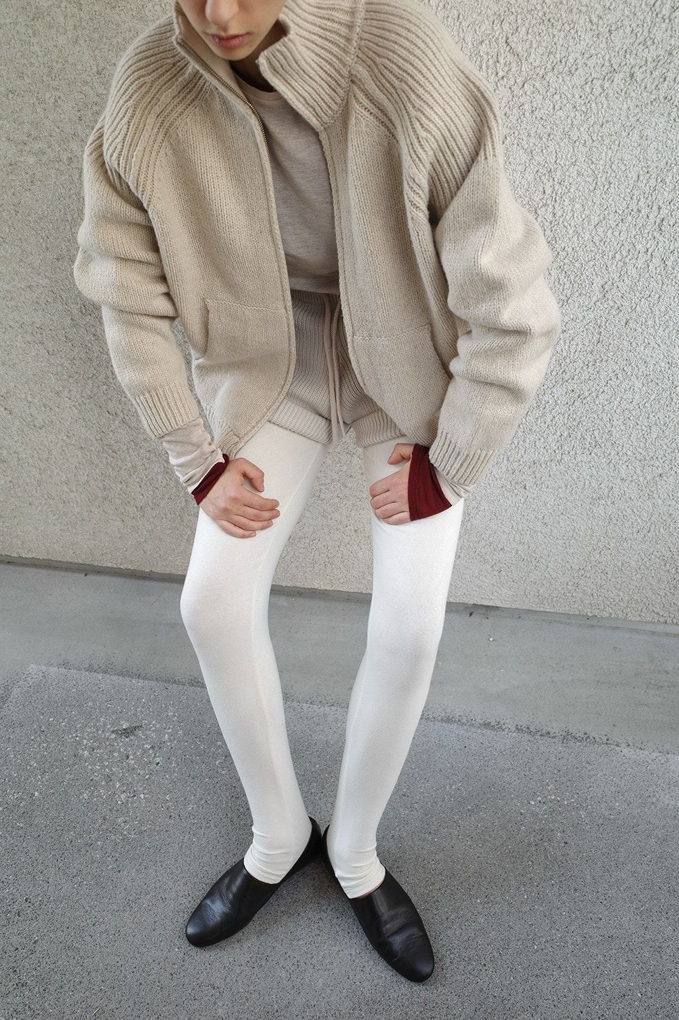 ポケット ジップ ニット｜ POCKET ZIP KNIT TOPS (BEIGE)