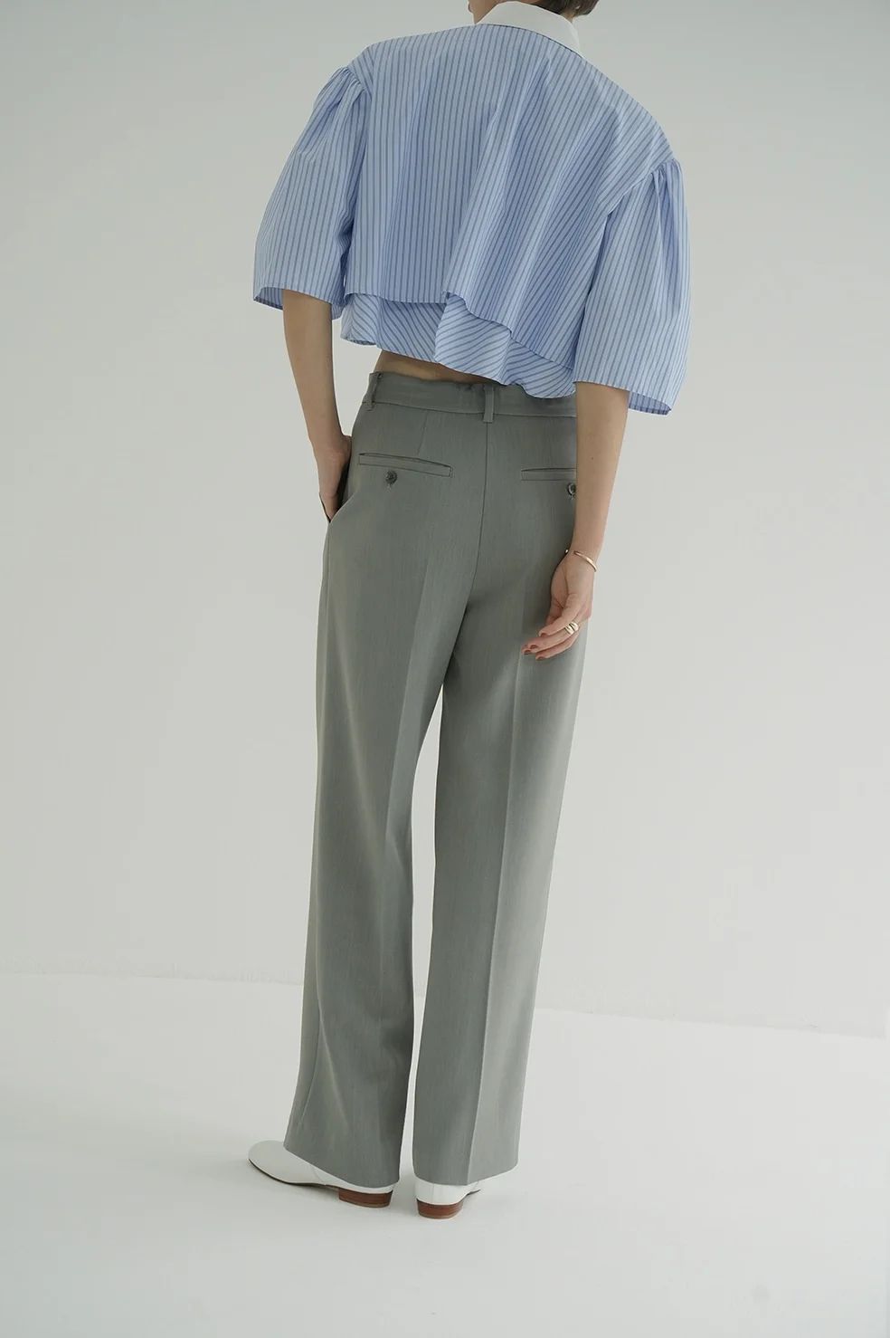 2WAY TUCK STRAIGHT PANTS GREY - タックストレートパンツ