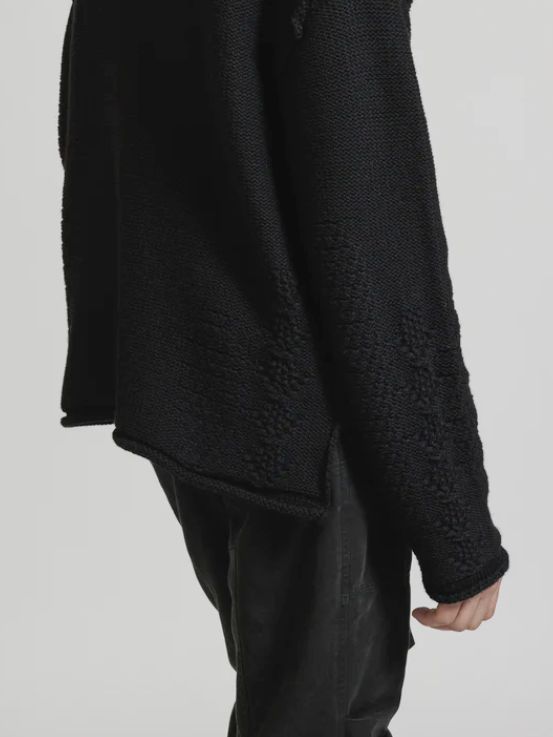 3G 変わり編み プルオーバーニット - PULLOVER KNIT BLACK
