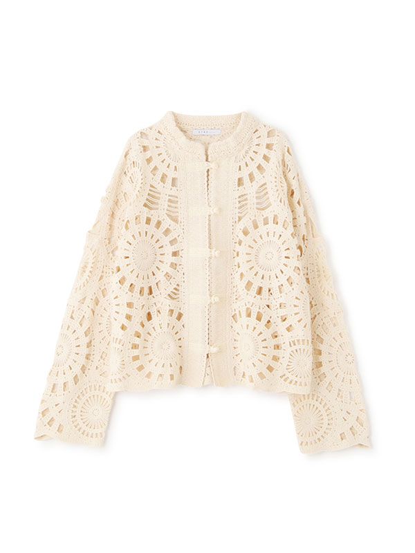 エンブロイダリーニットジャケット (IVORY)