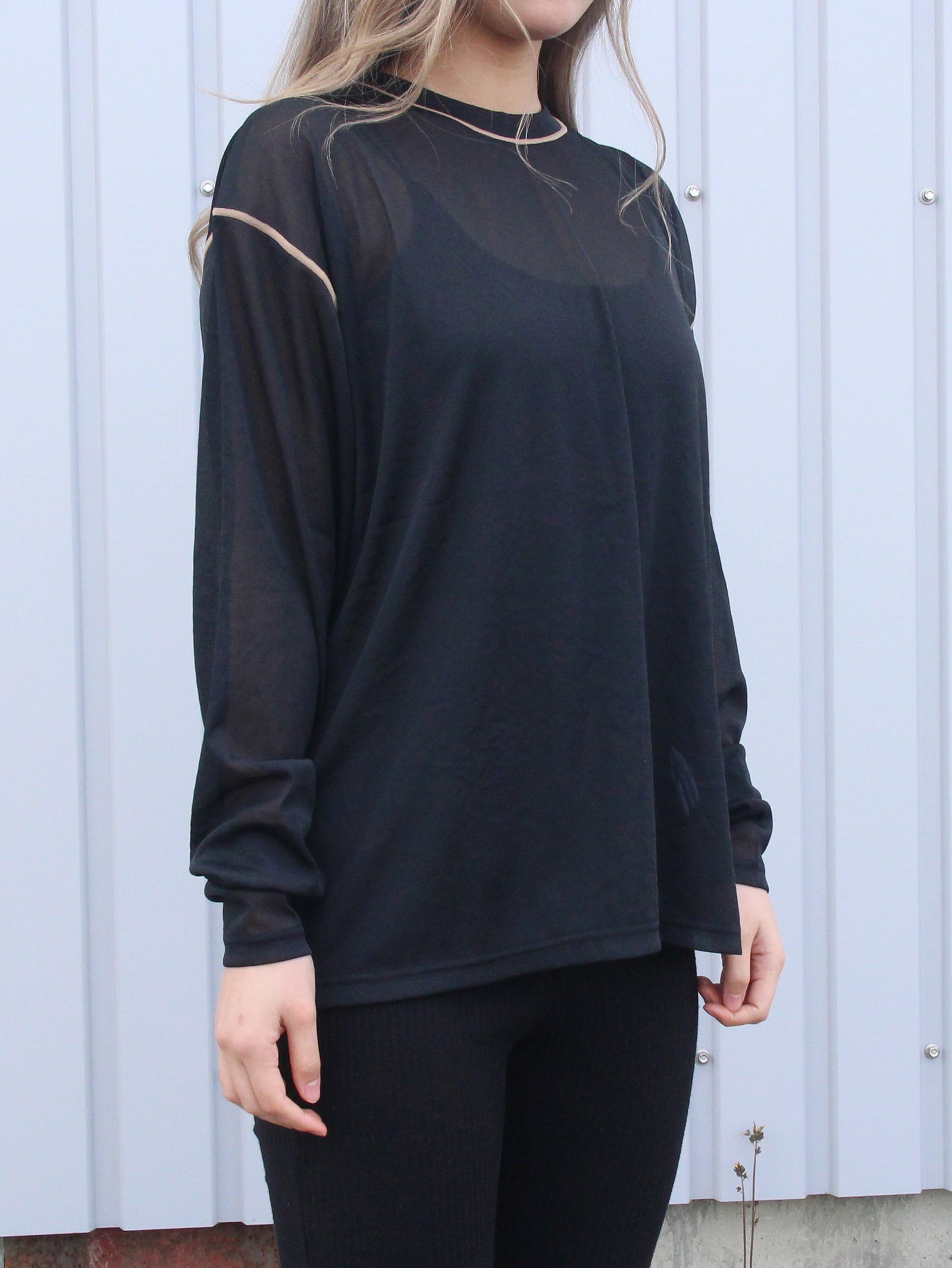 ロングスリーブカットソー - LINE SHEER L/S - BLACK