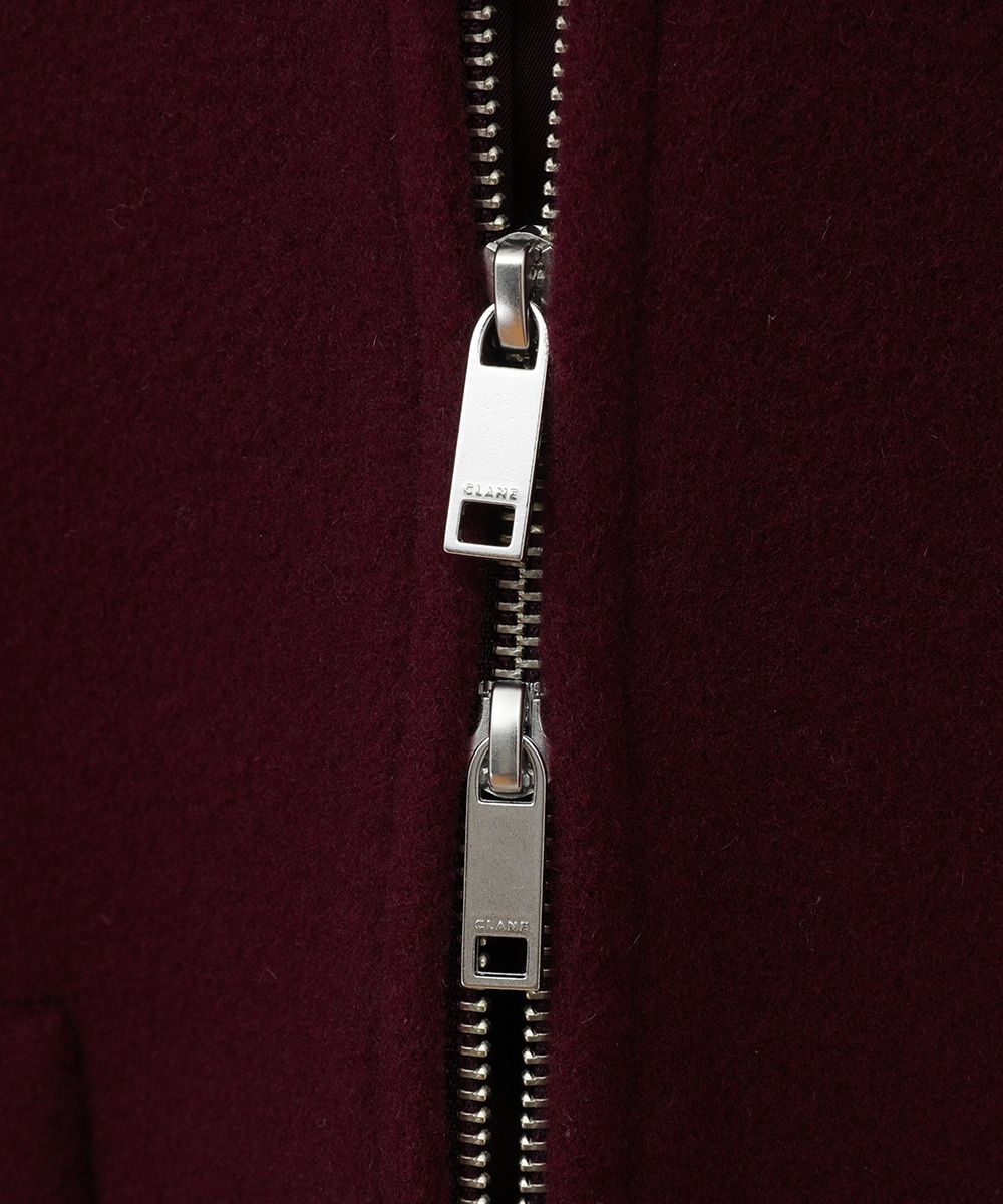 エリリブニットシングルコート - RIB COLLAR WOOL LONG COAT - BORDEAUX