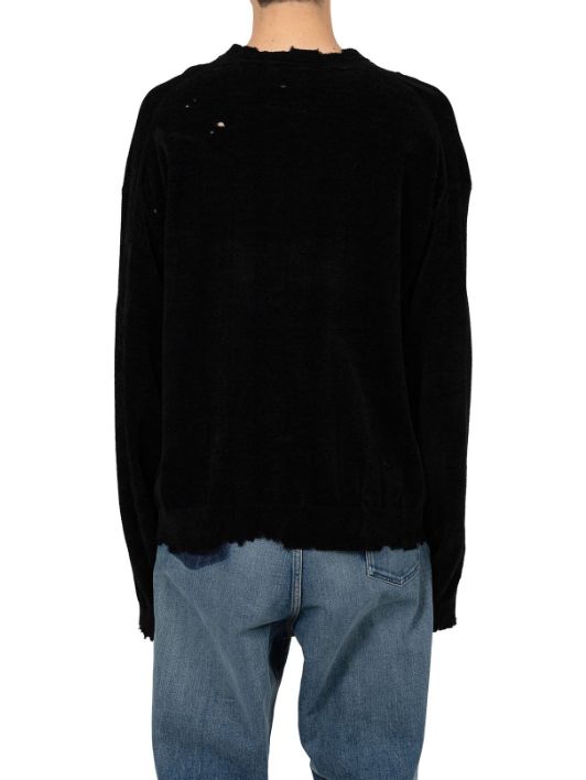 ディストレスド ニットセーター - Distressed Knit Sweater (BLACK)