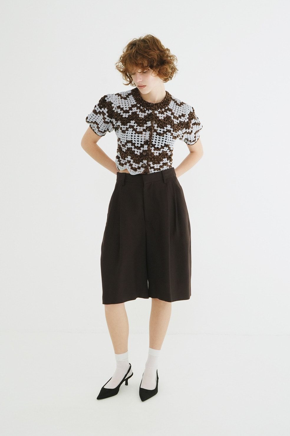 テンセルハーフパンツ - TENCEL HALF PANTS (BROWN)