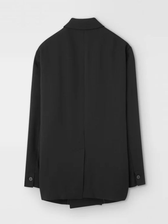 ダブル テーラードジャケット - classic rayon tricotine double breasted jacket in black