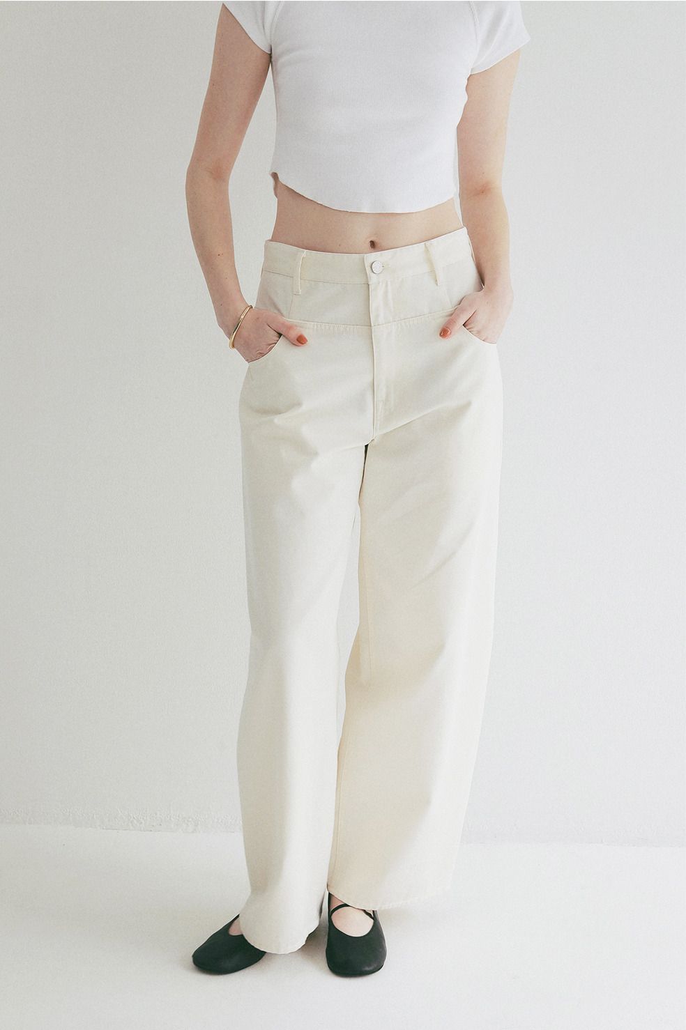 ローウエストバレルパンツ -  LOW WAIST BARREL PANTS (IVORY)