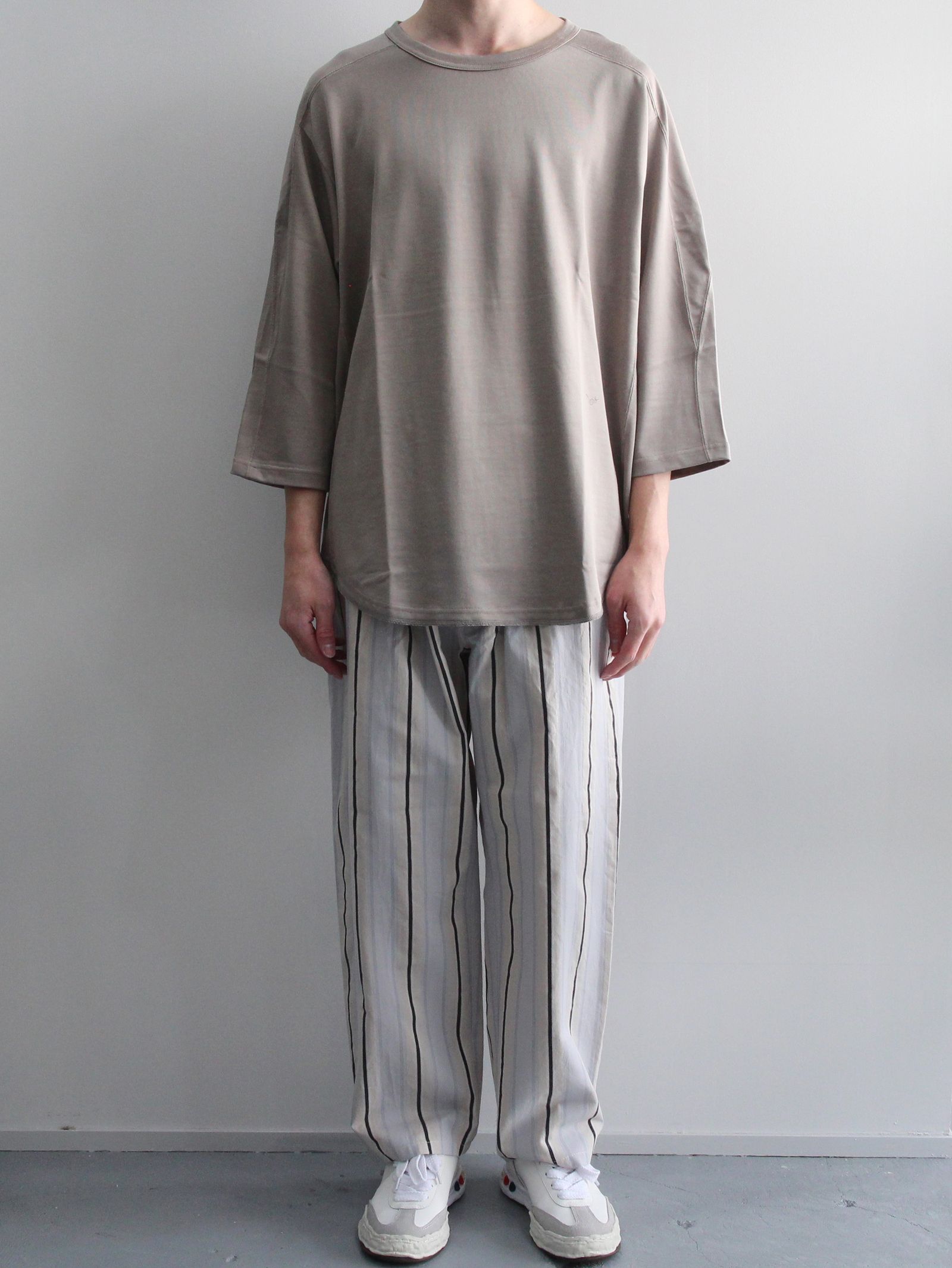 七分袖フットボールTシャツ - "QUARTER SLEEVE FOOTBALL TEE - Rayon plating jersey - GREY
