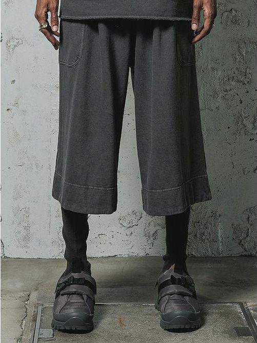 Sweat Wide Cropped Pants（B-Pigment Black） - ワイドクロップドスウェットパンツ メンズ モード カジュアル