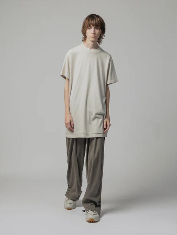 レイヤードデザイン半袖ティーシャツ - cotton jersey s/s t-shirt - L.GREY