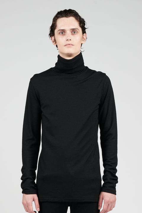 ウォッシャブル ウール タートルネック カットソー  - Washable Wool Turtle Neck BLACK