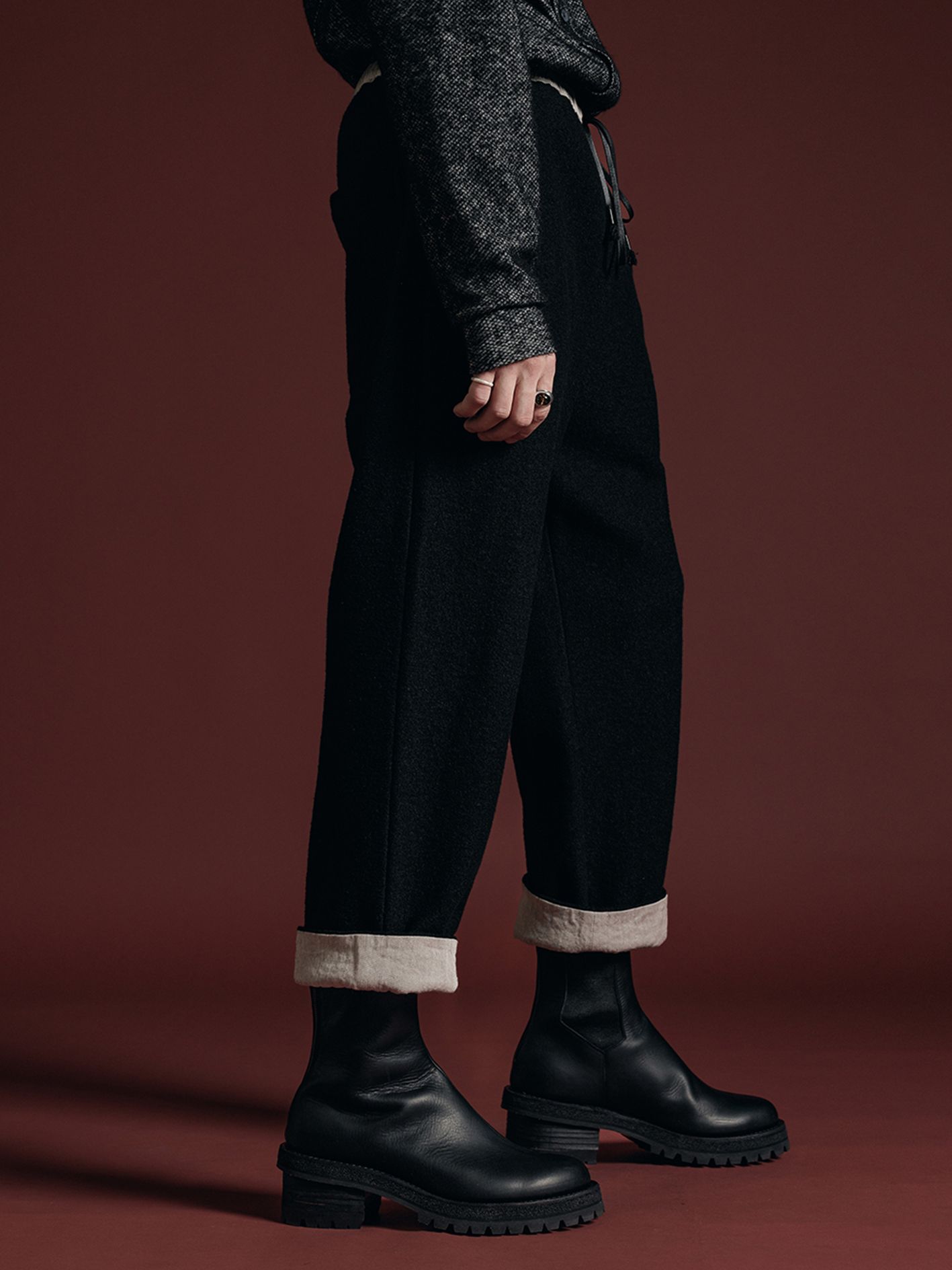 クロップド トラウザーズ - fulling cropped trousers VI-3637-04 - A-BLACK