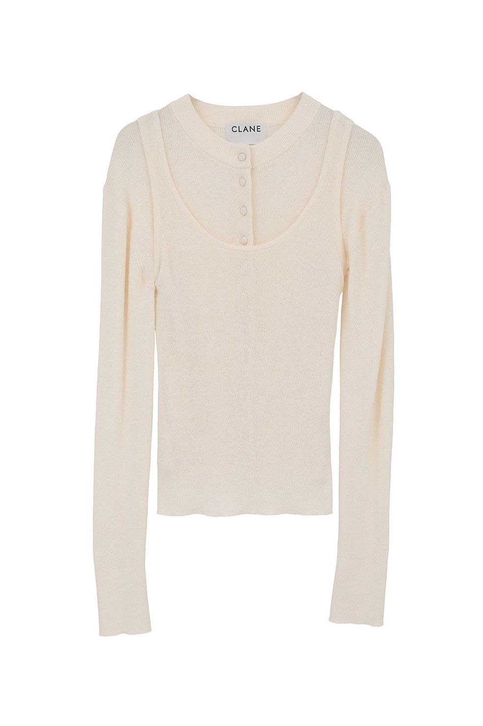 ニットカーディガン×タンクトップ セット -  BUTTON CARDIGAN TANK SET （IVORY)