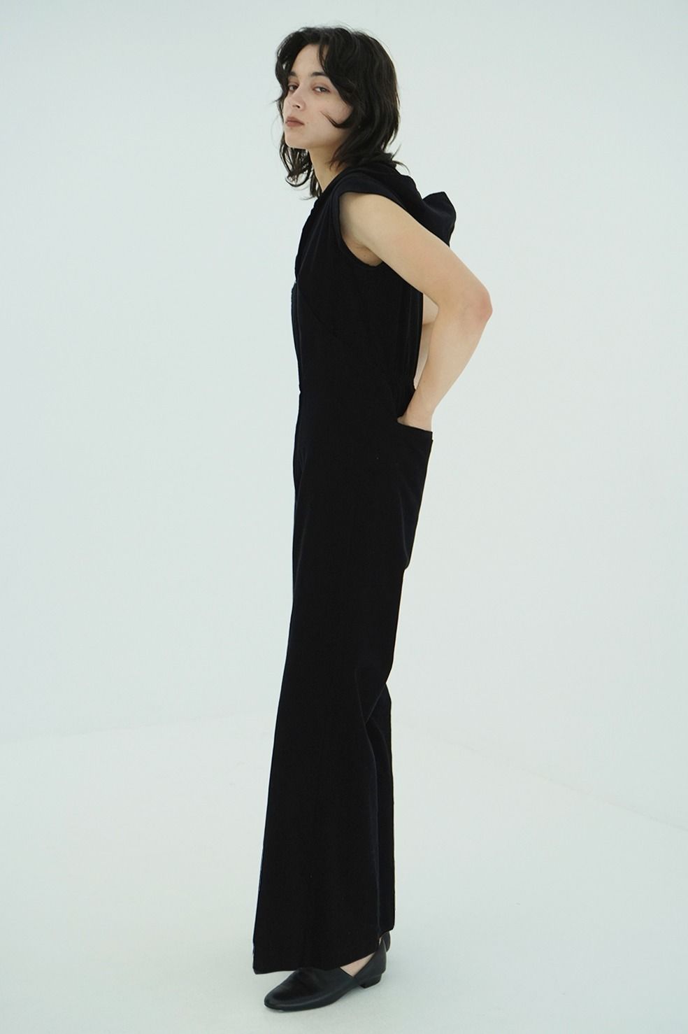 フード オールインワン - CORDUROY HOODED ALL IN ONE (BLACK)