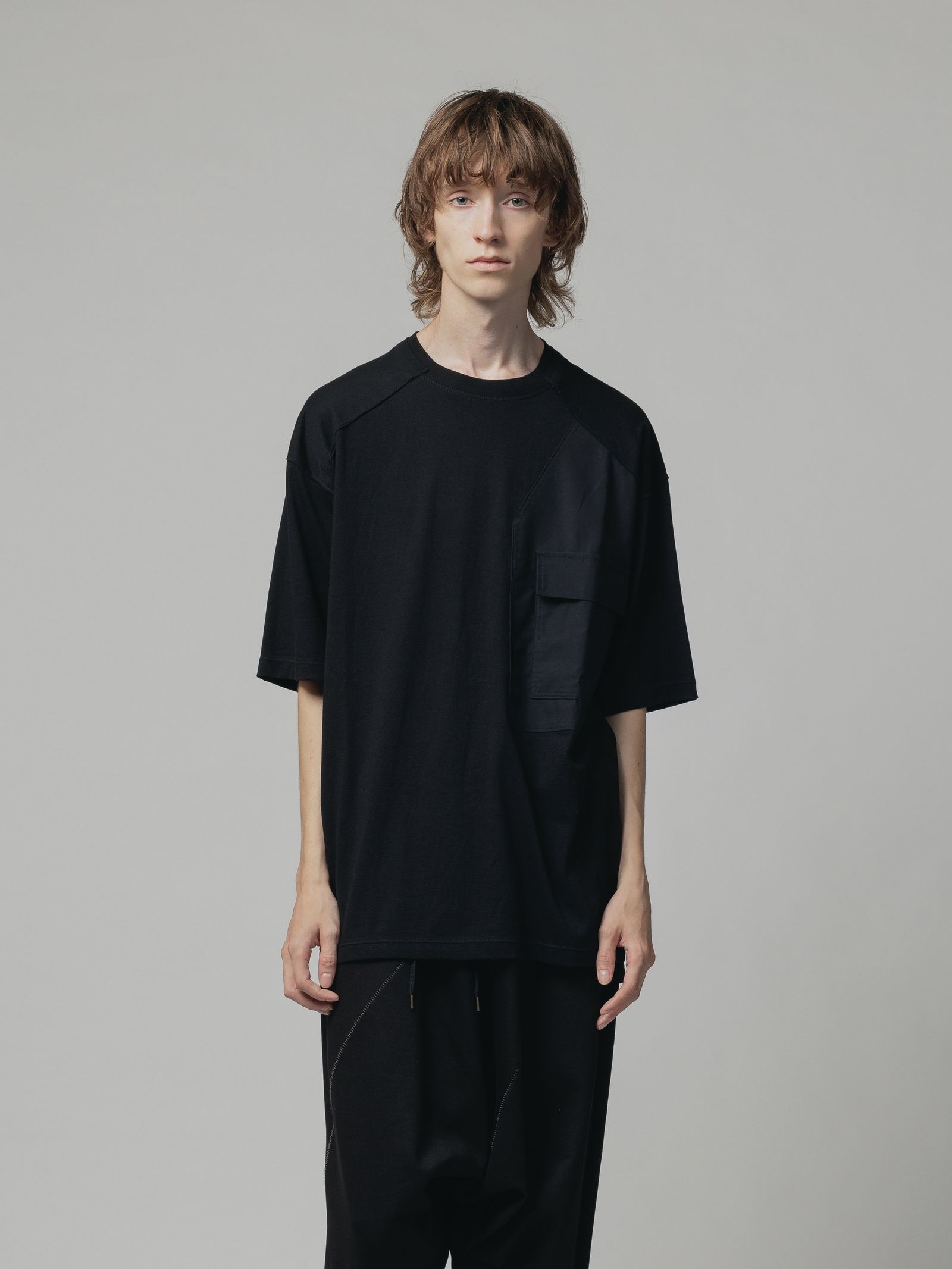 天竺 ポケット - Tcotton jersey pocket t-shirt - BLACK