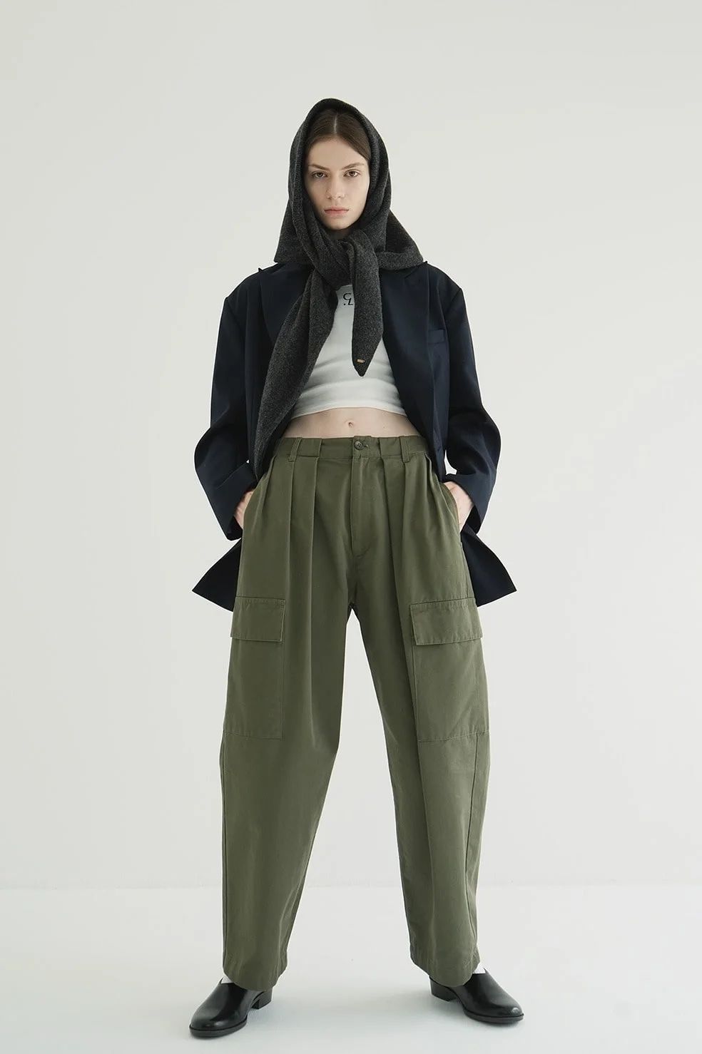 ワイドタックワークパンツ - WIDE TUCK WORK PANTS -  KHAKI