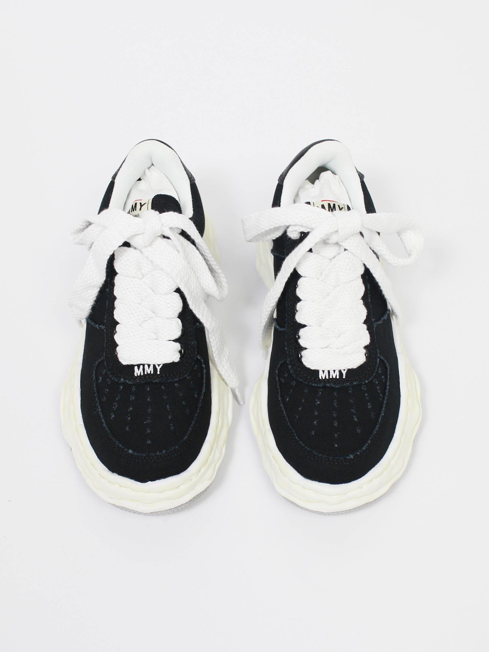 "WAYNE" OG Sole CANVAS LEATHER Low-top Sneake - BLACK