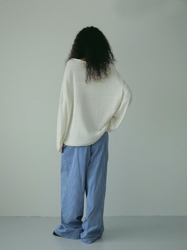 ロールエンドリネンニットプルオーバー - OFF WHITE