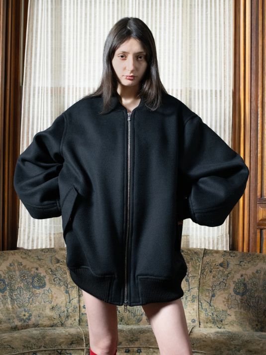 ボンバージャケット | MA-1 BOMBER JACKET IN DOUBLE FACE BEAVER (BLACK)