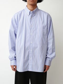 トーマスメイソン ストライプボタンダウンシャツ - T.M. STRIPE BUTTON DOWN SHIRT [SAX STRIPE]