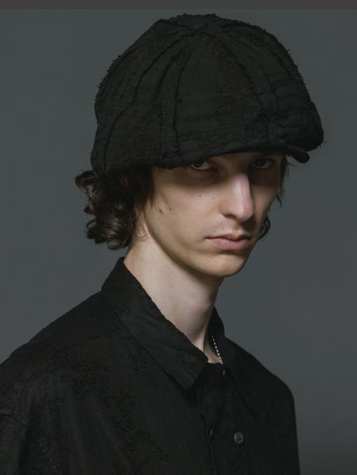 刺繍ストライプキャスケット (A-BLACK)