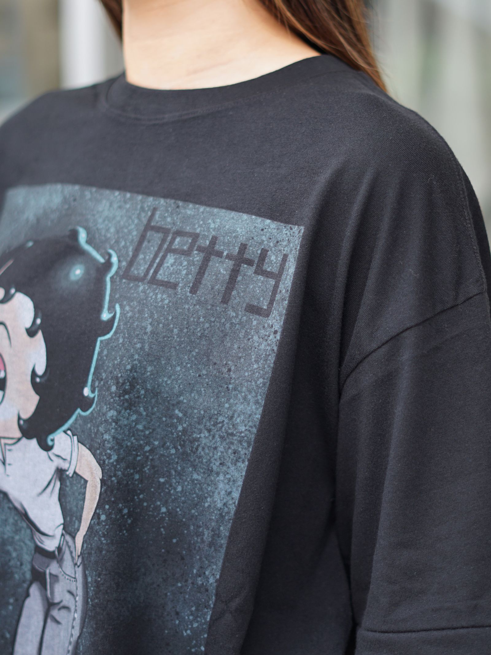 ベティコラボTシャツ - Betty Boop™ × KAMIYA "I’m coming out" T-shirt（BLACK）