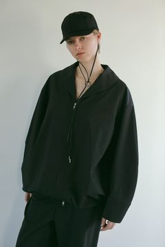 ラッシュガードトップス -  ACTIVE SHAWL COLLAR ZIP TOPS - BLACK
