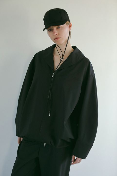 ラッシュガードトップス -  ACTIVE SHAWL COLLAR ZIP TOPS - BLACK
