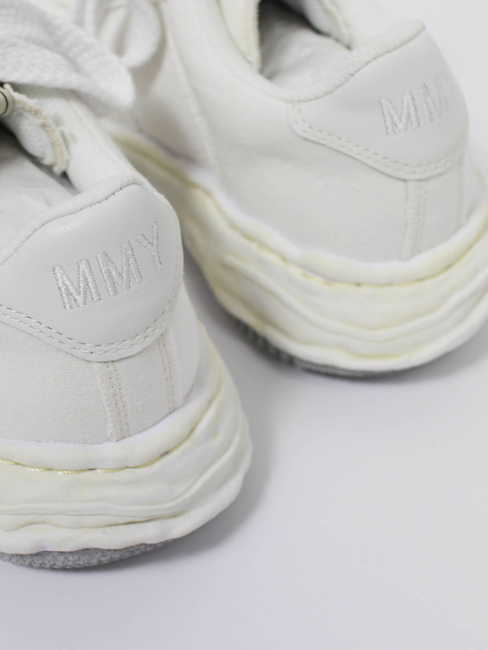 "WAYNE" OG Sole CANVAS LEATHER Low-top Sneake - WHITE