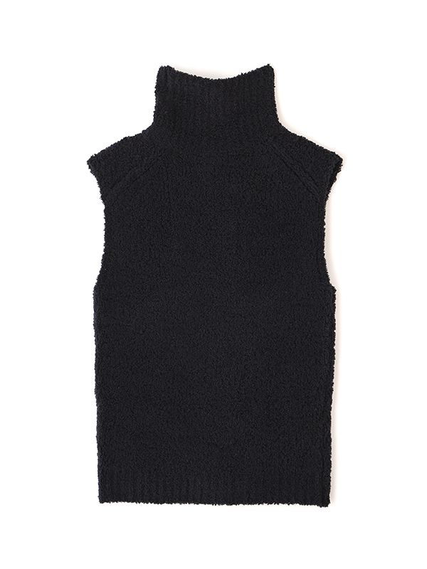 モールヤーンハイネックニットベスト （BLACK)
