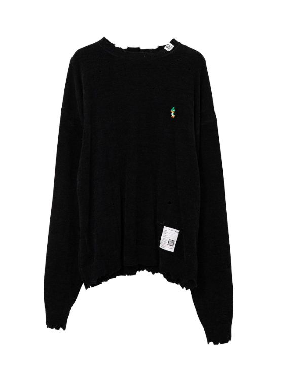 ディストレスド ニットセーター - Distressed Knit Sweater (BLACK)