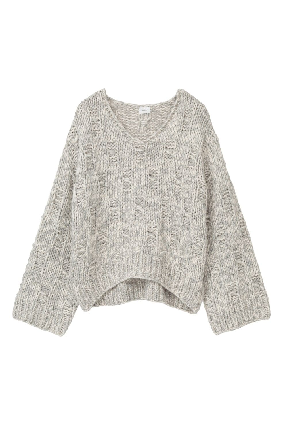 バルキーヤーンハンドニットトップス -  BULKY YARN HAND KNIT TOPS(GREY MIX)