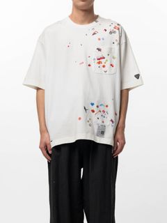 キッズステッカープリントティーシャツ - Kids Sticker Printed T-shirt （WHITE)