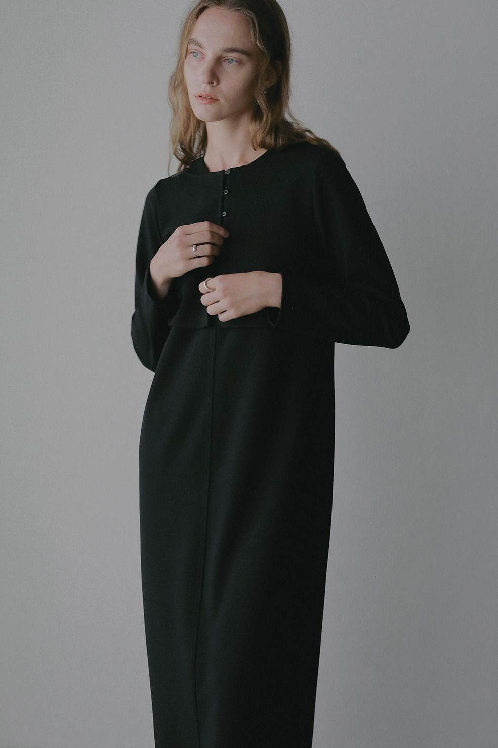 ショートブラウス+ワンピース｜SHORT BLOUSE SET ONE PIECE（BLACK)