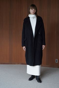 コクーン オーバー コート  - SHORT SHAGGY COCOON OVER COAT - BLACK