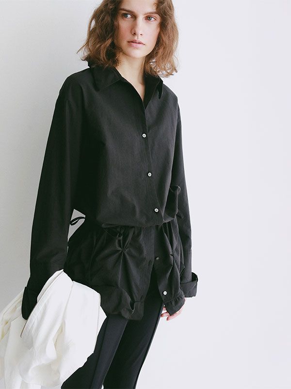 バルーンヘムデザインシャツ (BLACK)