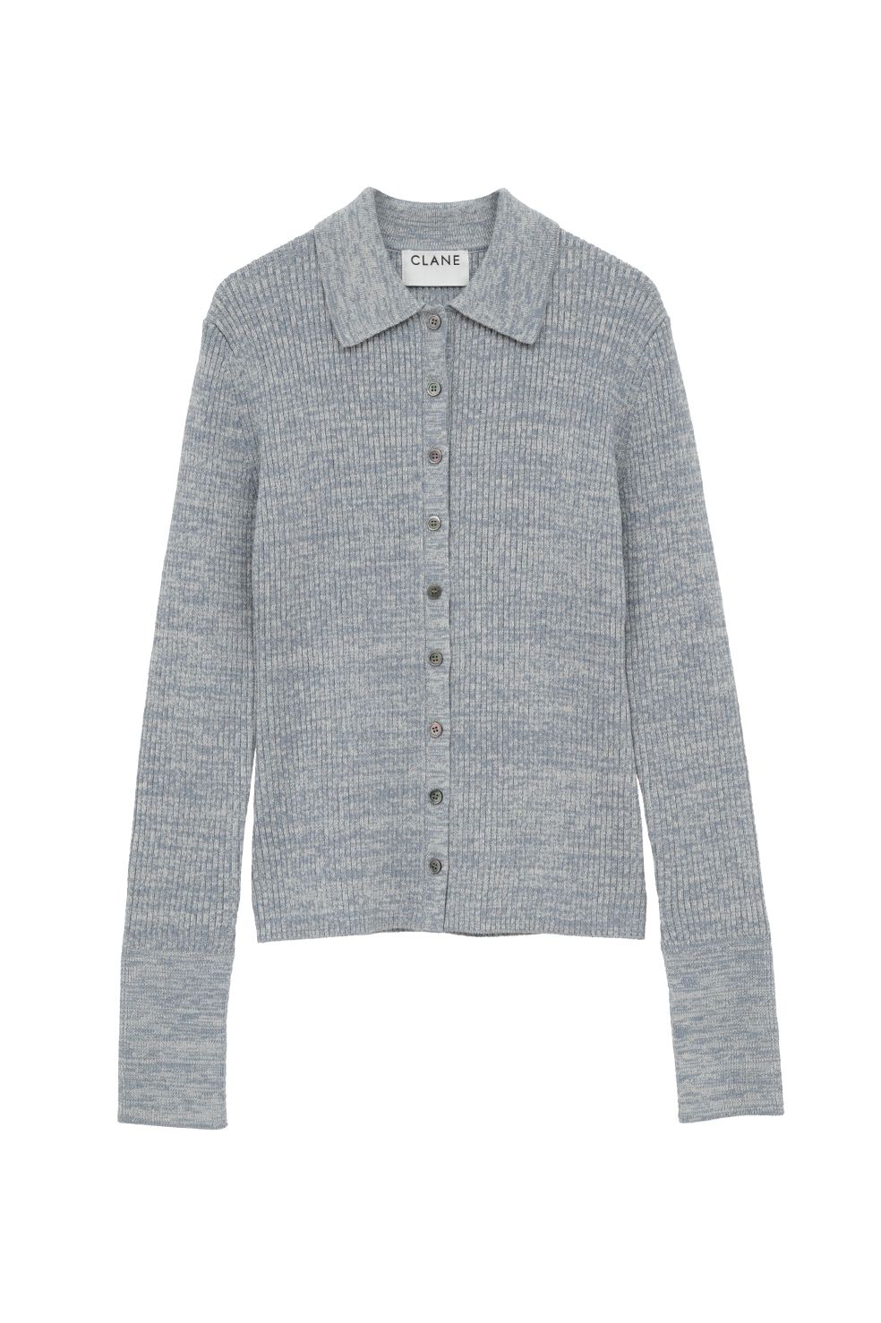 コンパクト ニットシャツ - COMPACT RIB KNIT SHIRTS (BLUE)
