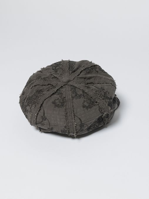 刺繍ストライプキャスケット (B-GREY/KHAKI)